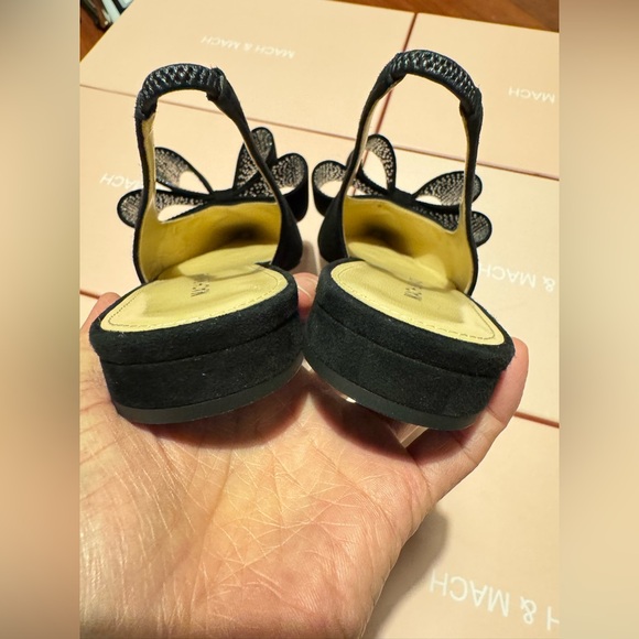 Mach & Mach 15mm Le Cadeau Suede Slingback Flats Black various sizes available - Picture 9 of 16